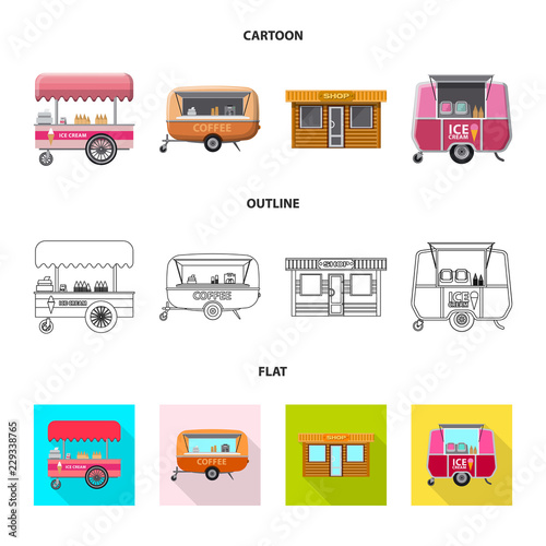 Isolated object of market and exterior logo. Collection of market and food stock vector illustration.
