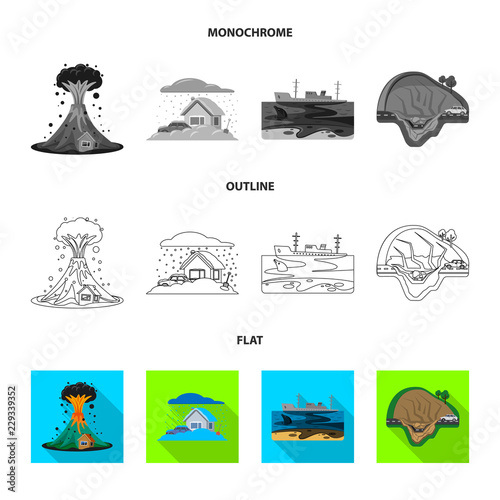 Vector illustration of natural and disaster icon. Set of natural and risk stock vector illustration.