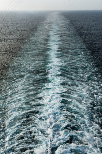 water and waves,the trail of water left by the ship