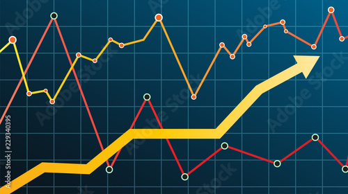 Abstract financial chart with arrow