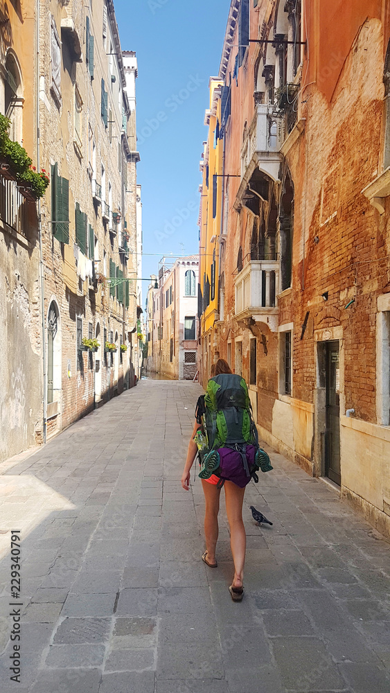 Young female traveler in Venice
