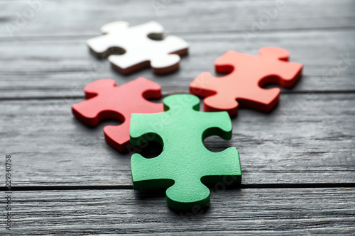 Colorful Puzzle Pieces on W...