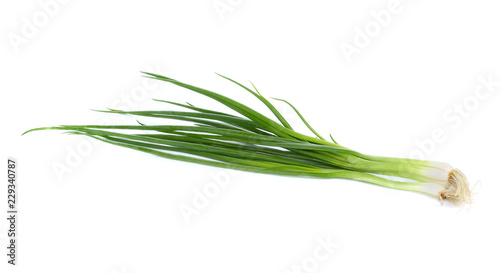 fresh spring onions isolated on a white background