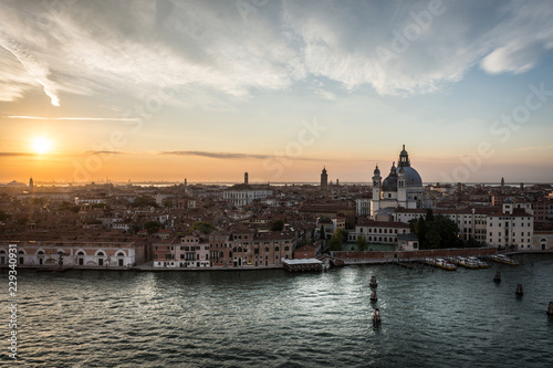 Venice at sunset, view from the cruise ship © mariopedone