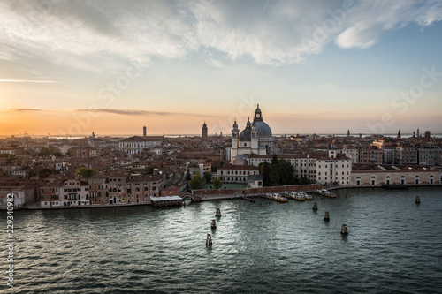 Venice at sunset, view from the cruise ship © mariopedone