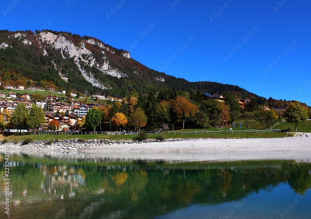 Italy: Foreshortening of the Molveno Lake in Trentino Alto Adige.