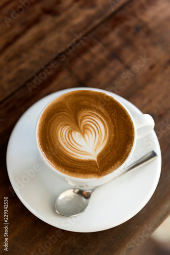 A cup of coffee with love latte art