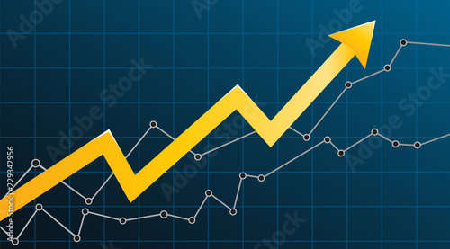 Abstract financial chart with arrow