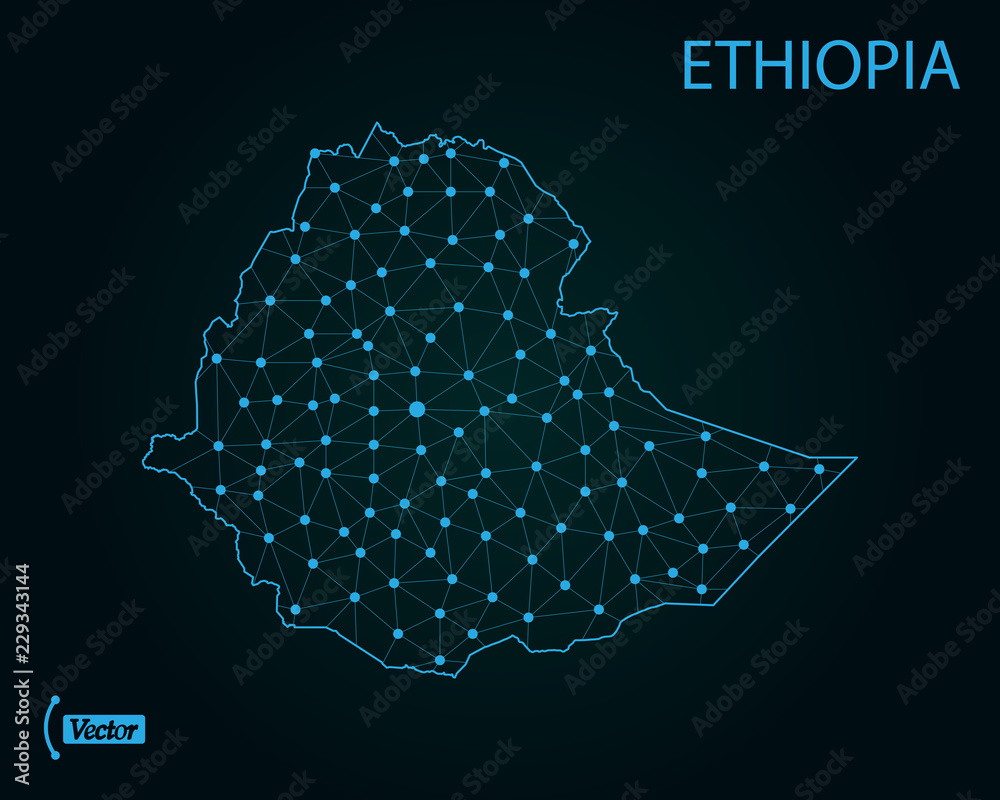 Map of Ethiopia. Vector illustration. World map