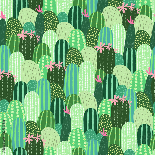 Seamless pattern with cactus