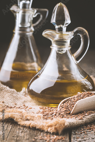 flax seeds and linseed oil photo