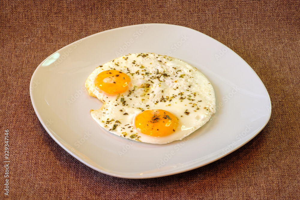 breakfast on plate, fried eggs breakfast on plate, fried eggs