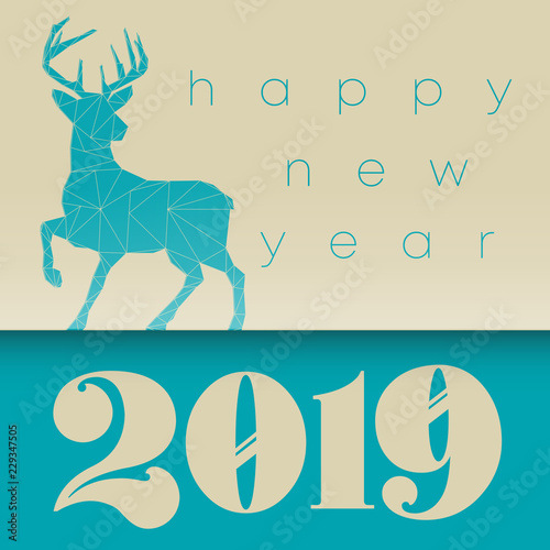 Neujahrskarte mit blauem Rentier