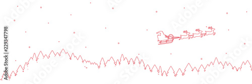 Banner mit weihnachtlicher Landschaft und fliegenden Rentieren