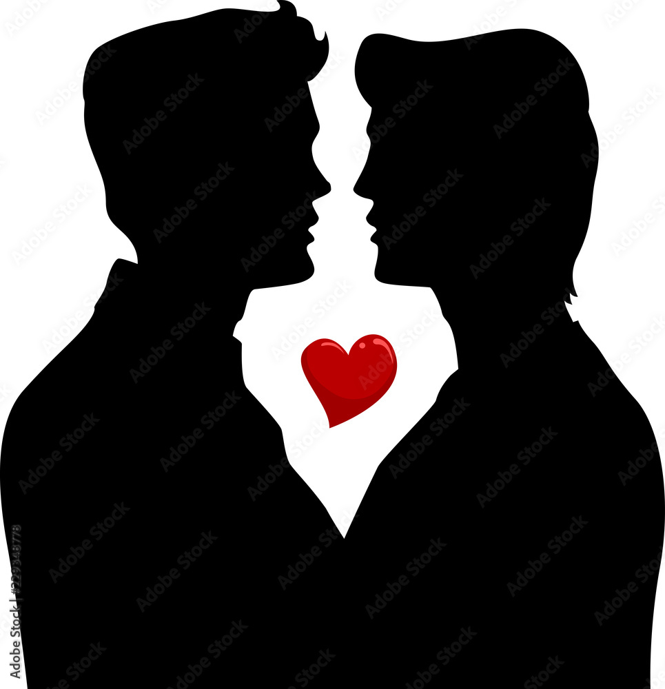 Silhouette Men Gay Couple Illustration Silhouette Men Gay Couple Illustration