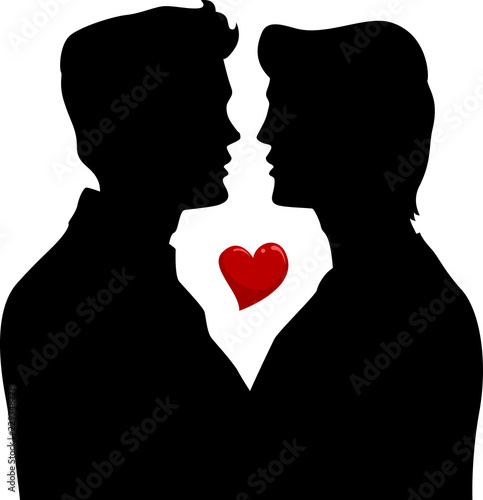 Silhouette Men Gay Couple Illustration