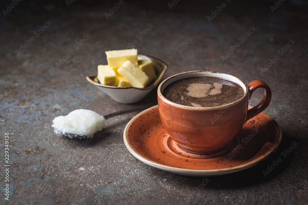 Bulletproof coffee, keto breakfast. Bulletproof coffee, keto breakfast.