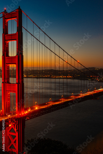 Skyline of San Francisco Ca. seen from the Golden Gate Bridge