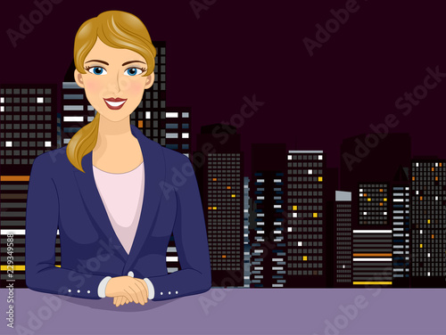 Girl Newscaster Illustration