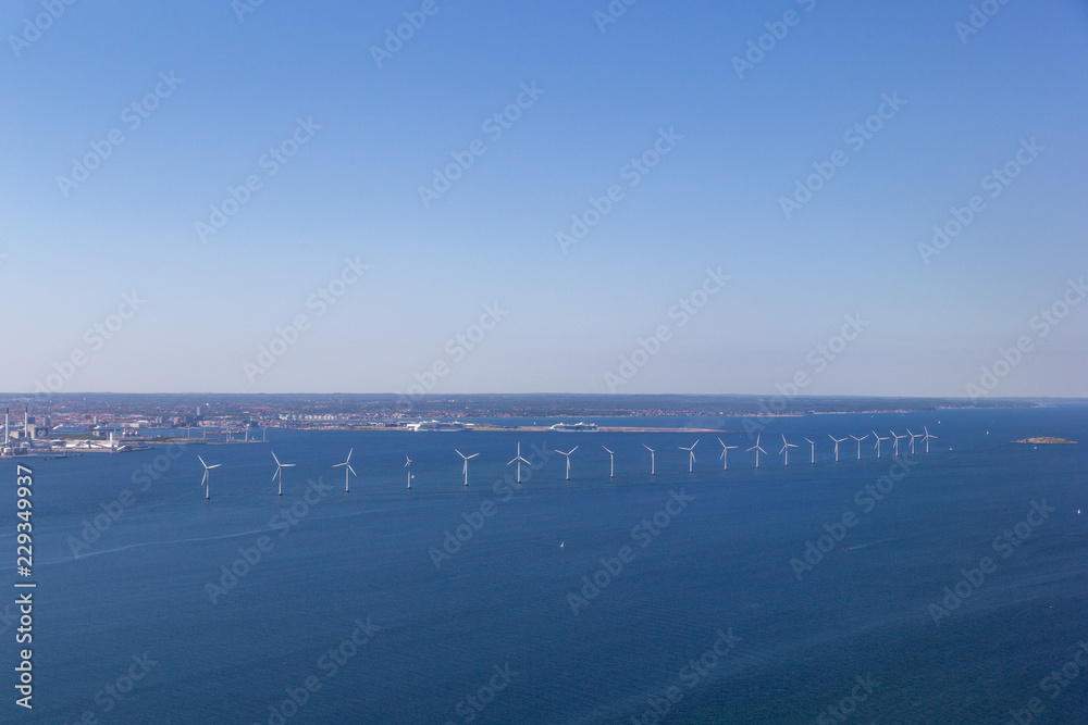 Fototapeta premium Offshore Wind Power Plants in Copenhagen, Denmark