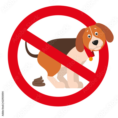 A croaking dog. Sign on the prohibition of dog walking.