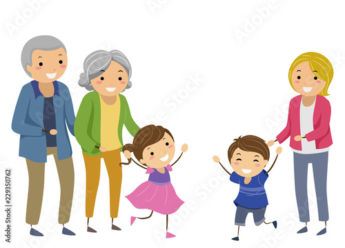 Stickman Kids Foster Siblings Reunite Illustration
