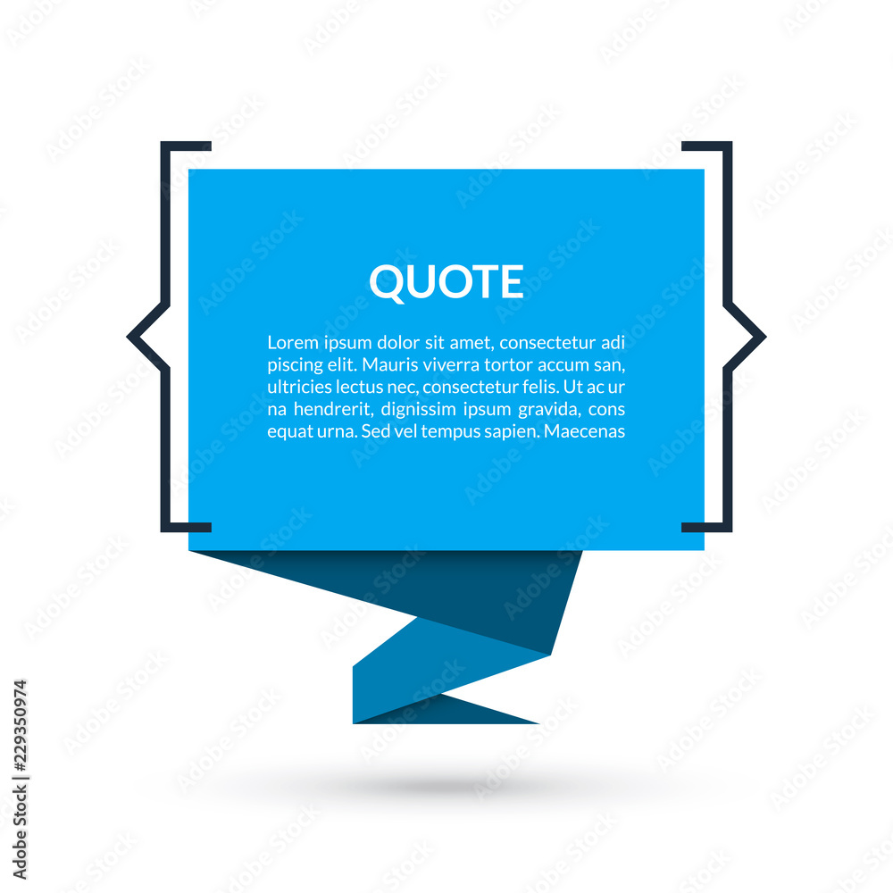 Quote box, speech bubble, text in brackets, citation empty frame isolated on white background. Vector illustration