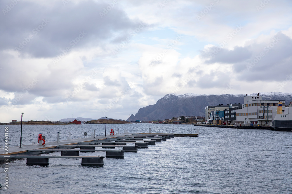 Winter is nearby and it is cold, from here the harbor in Brønnøysund, Northern Norway
