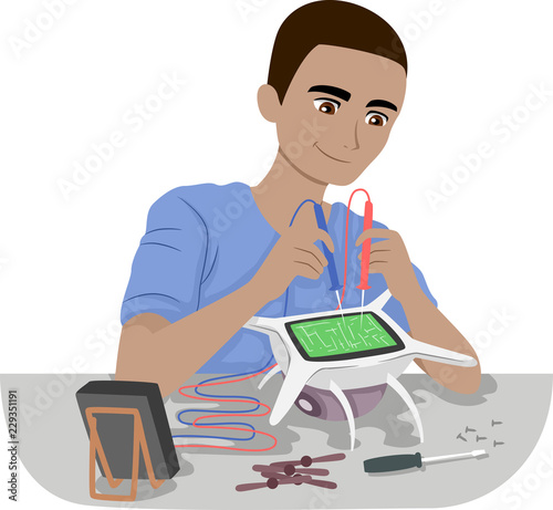 Teen Boy Repair Drone Multi...