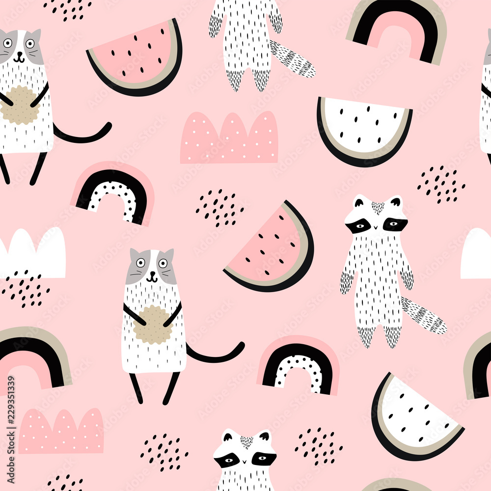 Cute baby print with cat Cute baby print with cat