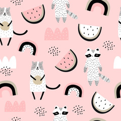Acrylglasbilder Katzenmuster Süßer Babyprint mit Katze  © Alina