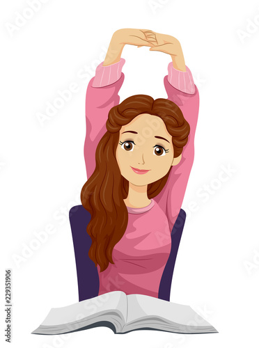 Teen Girl Stretching Illustration