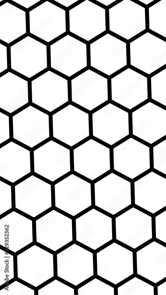 Black honeycomb on a white background. Isometric geometry. Vertical image orientation. 3D illustration Black honeycomb on a white background. Isometric geometry. Vertical image orientation. 3D illustration