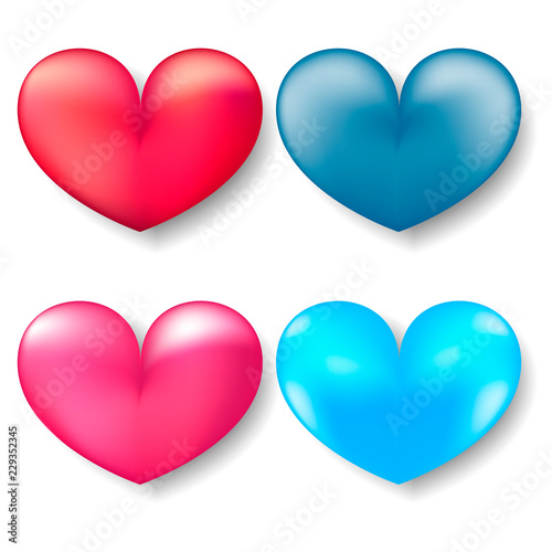 Colorful heart set isolated on white background. Vector illustration.