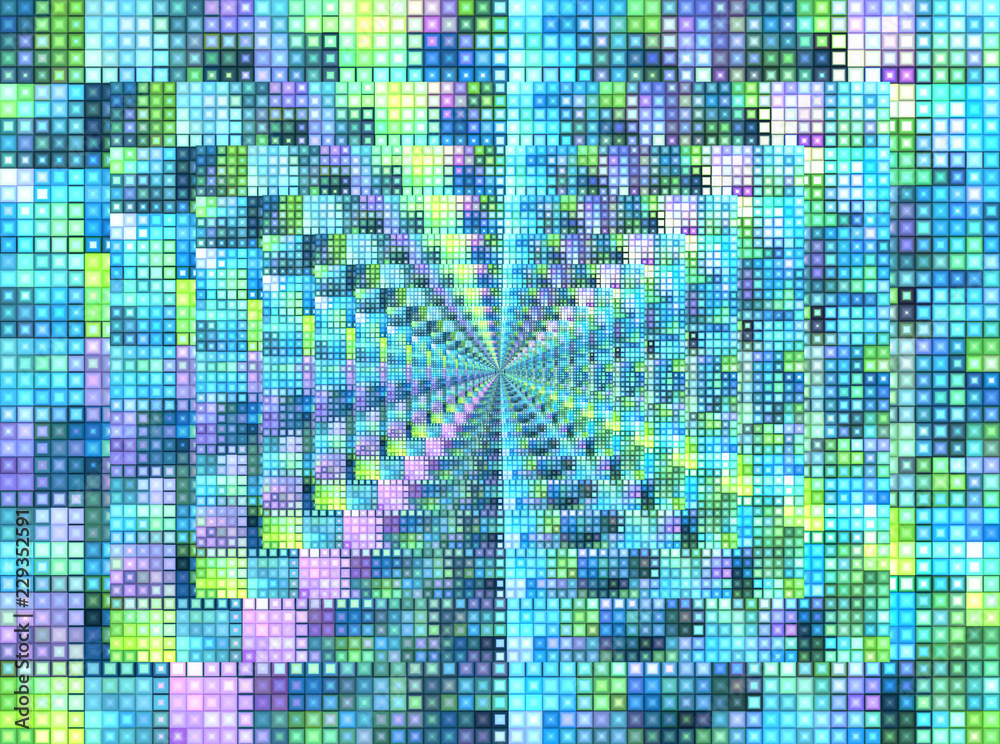 Bright background with mosaic pattern and infinity effect Bright background with mosaic pattern and infinity effect