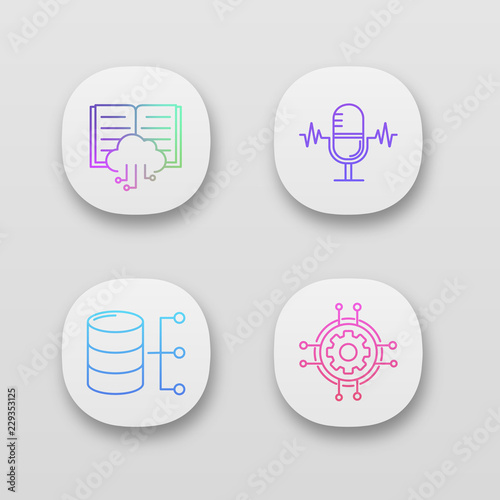 Machine learning app icons set