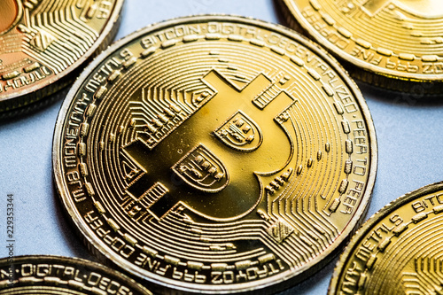 Gold bitcoin digital currency, digital money, technology worldwide network.