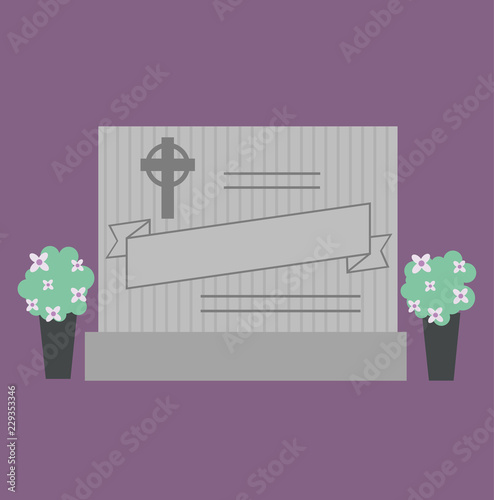 Grave Stone Cemetery Illust...