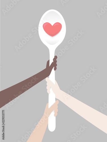 Hands Spoon Global Poverty Illustration