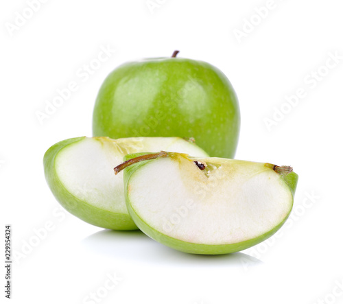 Green apple sliced isolated on white background