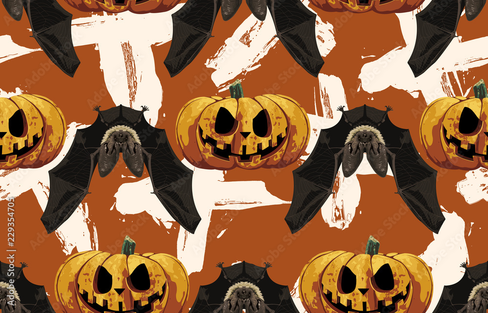Halloween seamless pattern. Digital design elements for Halloween. Perfect for decoration, wrapping papers, greeting cards, web page background and other print projects.