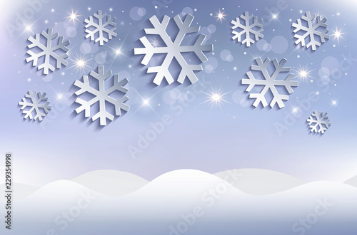 Snow flakes Christmas background snowdrift blue vector
