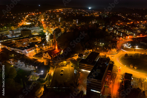 Halesowen aerial view at night, Birmingham, UK.