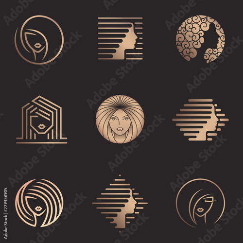 Vector logo set for beauty salon, hair salon, cosmetic