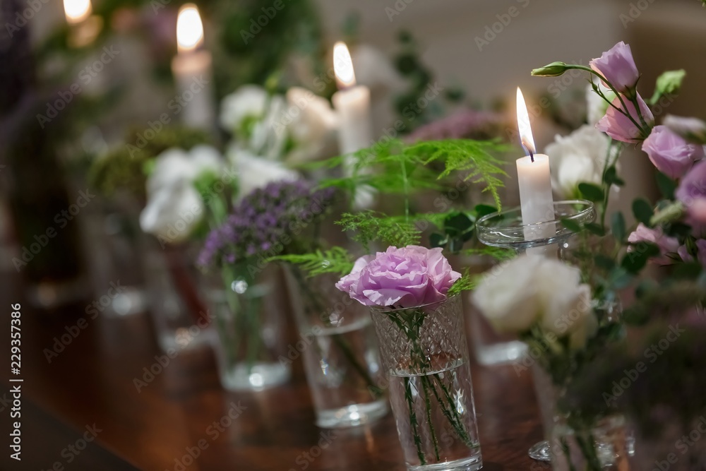 Buffet reception, decorations and table setting for a holiday Buffet reception, decorations and table setting for a holiday