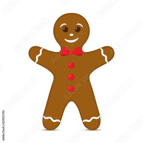 Vector gingerbread man for Christmas holiday. Cookie, biscuit