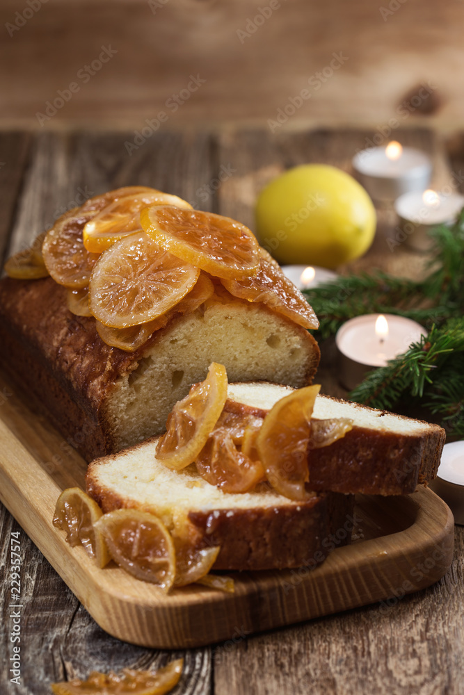 Lemon sponge cake with candied lemon slices Lemon sponge cake with candied lemon slices
