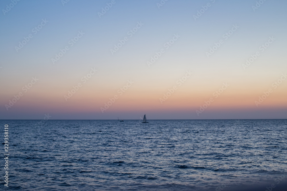 Evening landscape at sunset on the sea