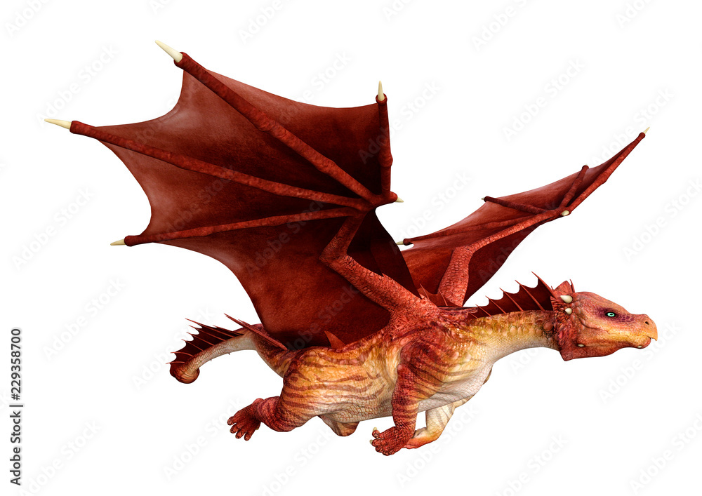 3D Rendering Fairy Tale Dragon on White 3D Rendering Fairy Tale Dragon on White