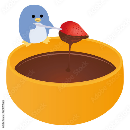 チョコレートフォンデュとペンギン